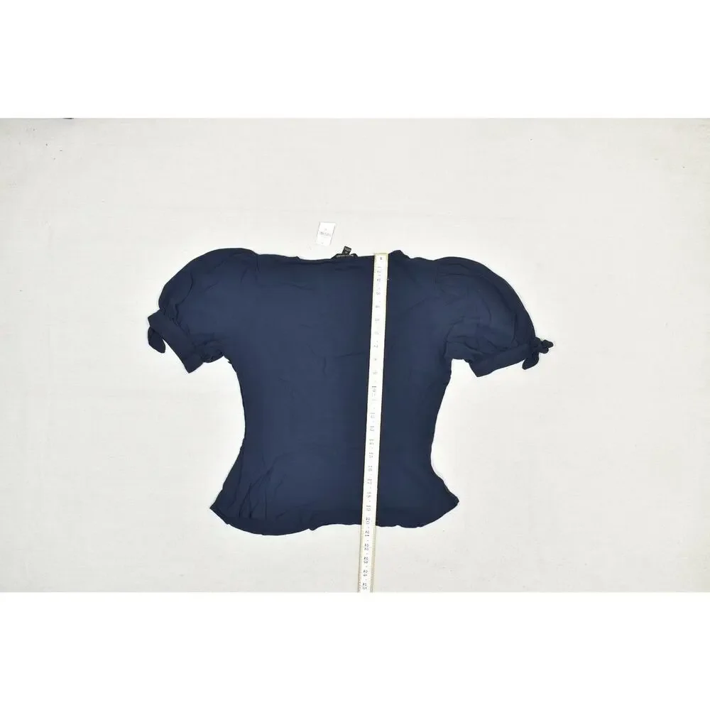 NEW Banana Republic Women's Blue Peplum Tie Blouse Top Regular Size M